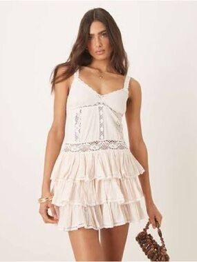 ASOS Amy Jane London Ivy tiered cami mini dress in peach